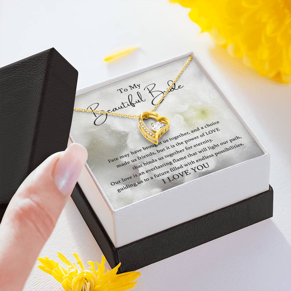 To My Beautiful Bride | I Love You | Forever Love Necklace - JENACDirect