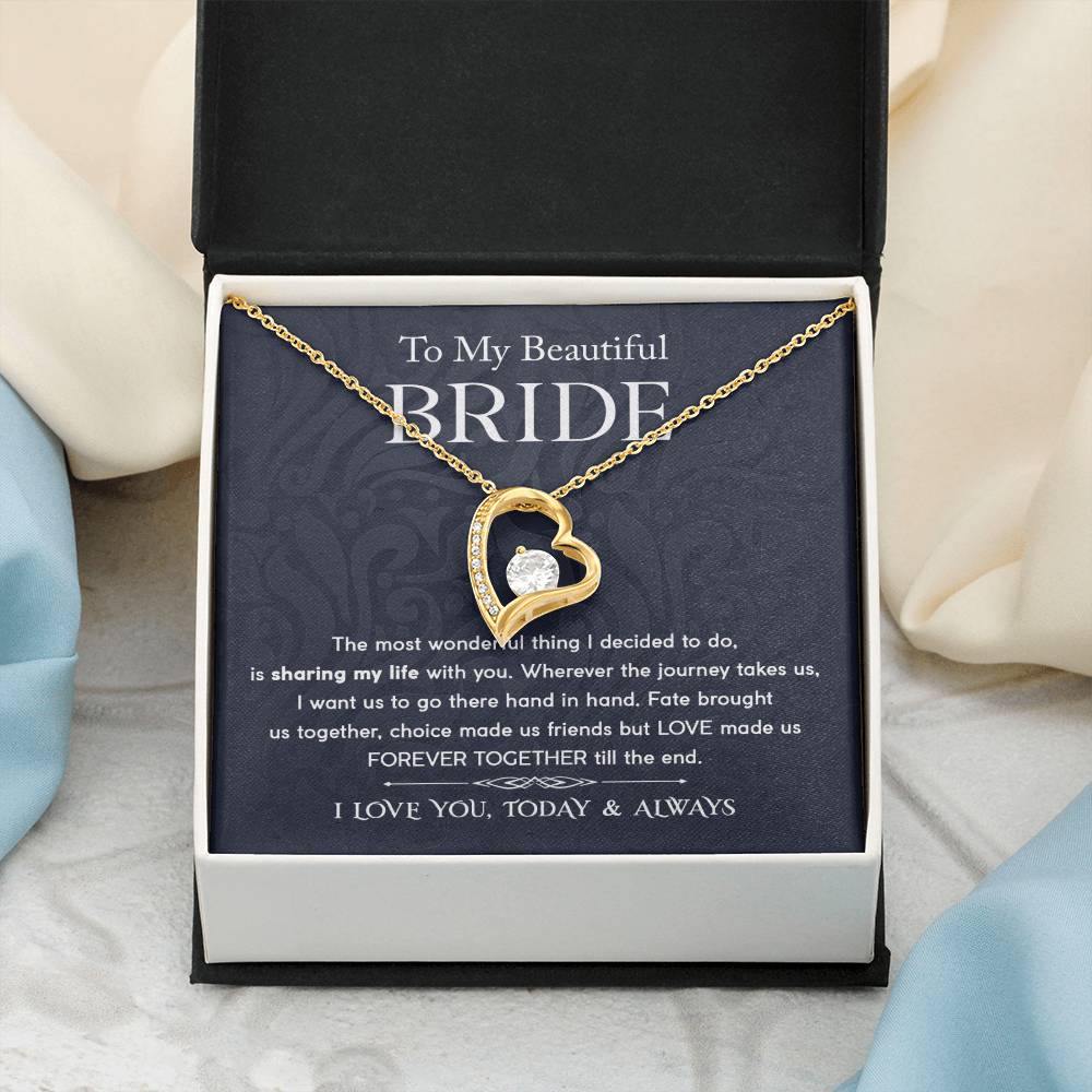 To My Beautiful Bride | I Love You | Forever Love Necklace - JENACDirect