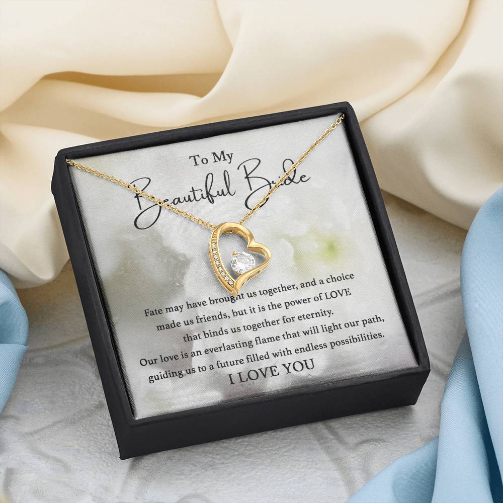 To My Beautiful Bride | I Love You | Forever Love Necklace - JENACDirect