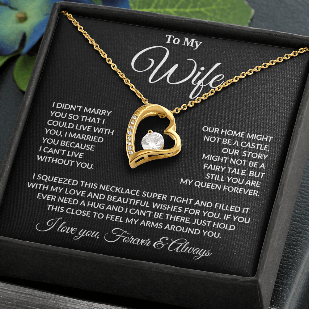 To My Wife | Forever My Queen | Love Knot Necklace - Blk