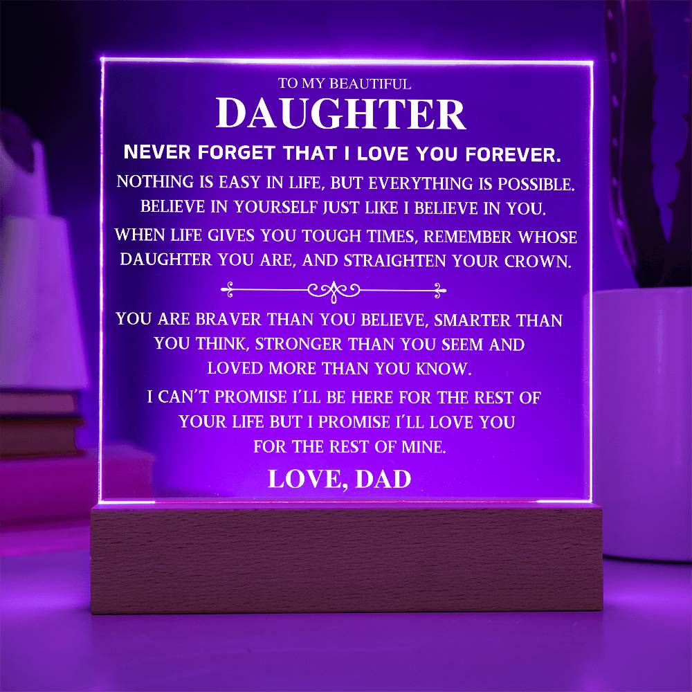 Gift For Daughter from Dad | Never Forget That I Love You | Acrylic Plaque: