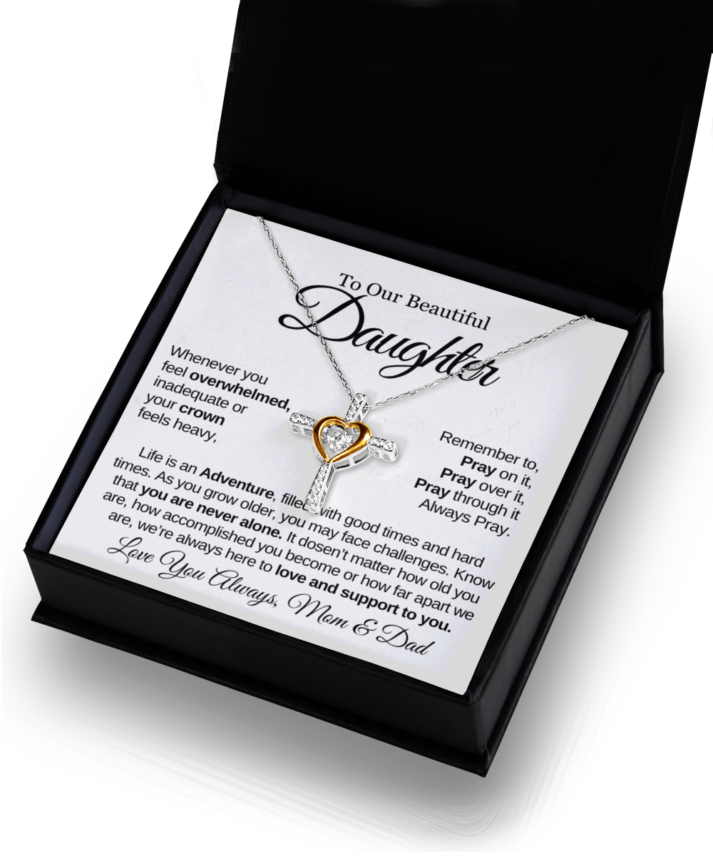 To Our Beauitful Daughter | Always Pray | Cross Dancing Necklace - From Mom & Dad