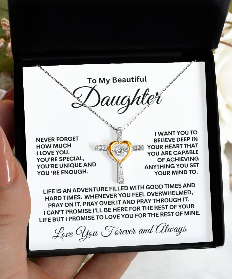 To My Beautiful Daughter | You'Re Enough | Cross Dancing Necklace