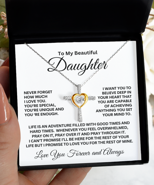 To My Beautiful Daughter | You'Re Enough | Cross Dancing Necklace