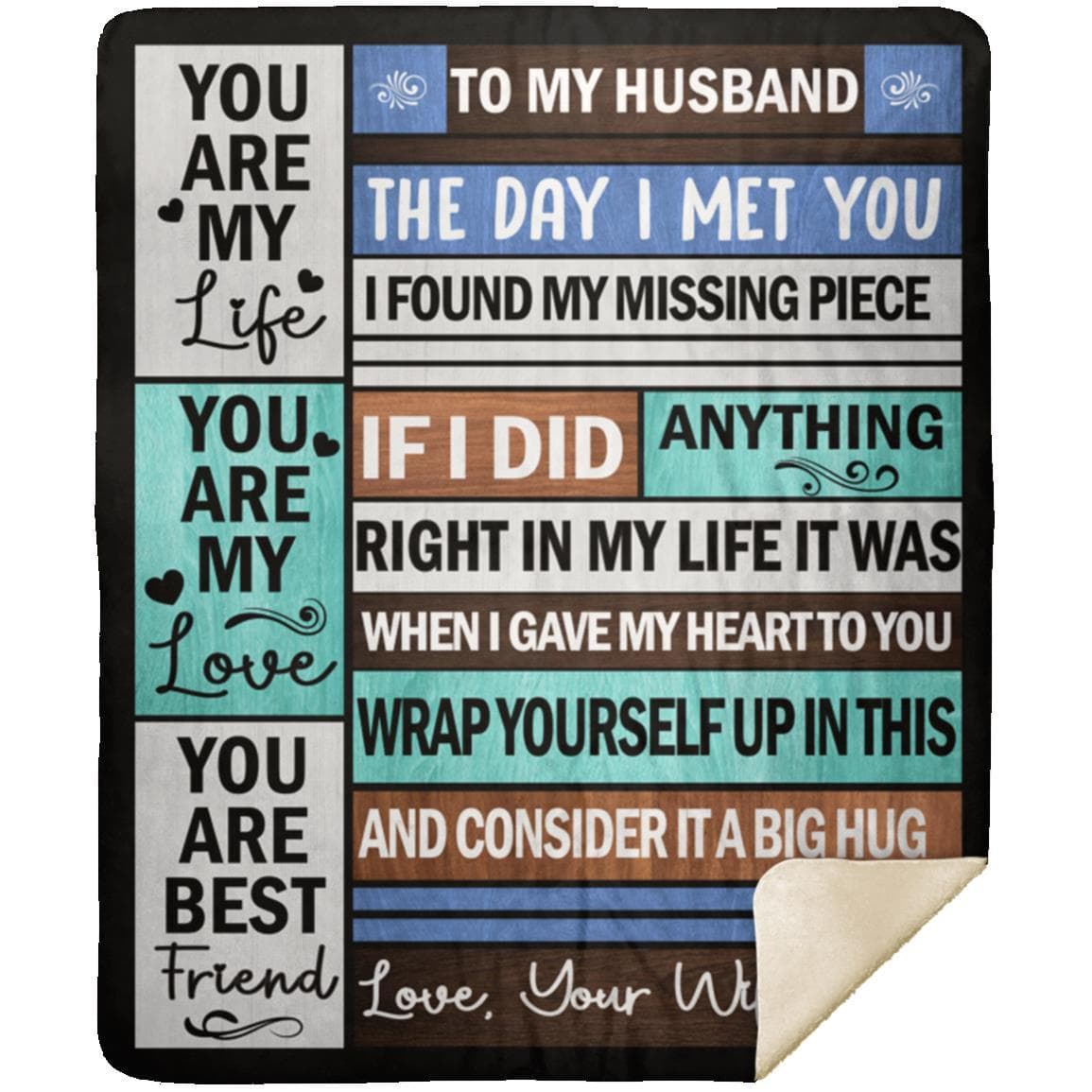 To My Husband | My Missing Piece | Arctic Fleece | Cozy Plush Fleece | Premium Mink Sherpa Blanket - JENACDirect