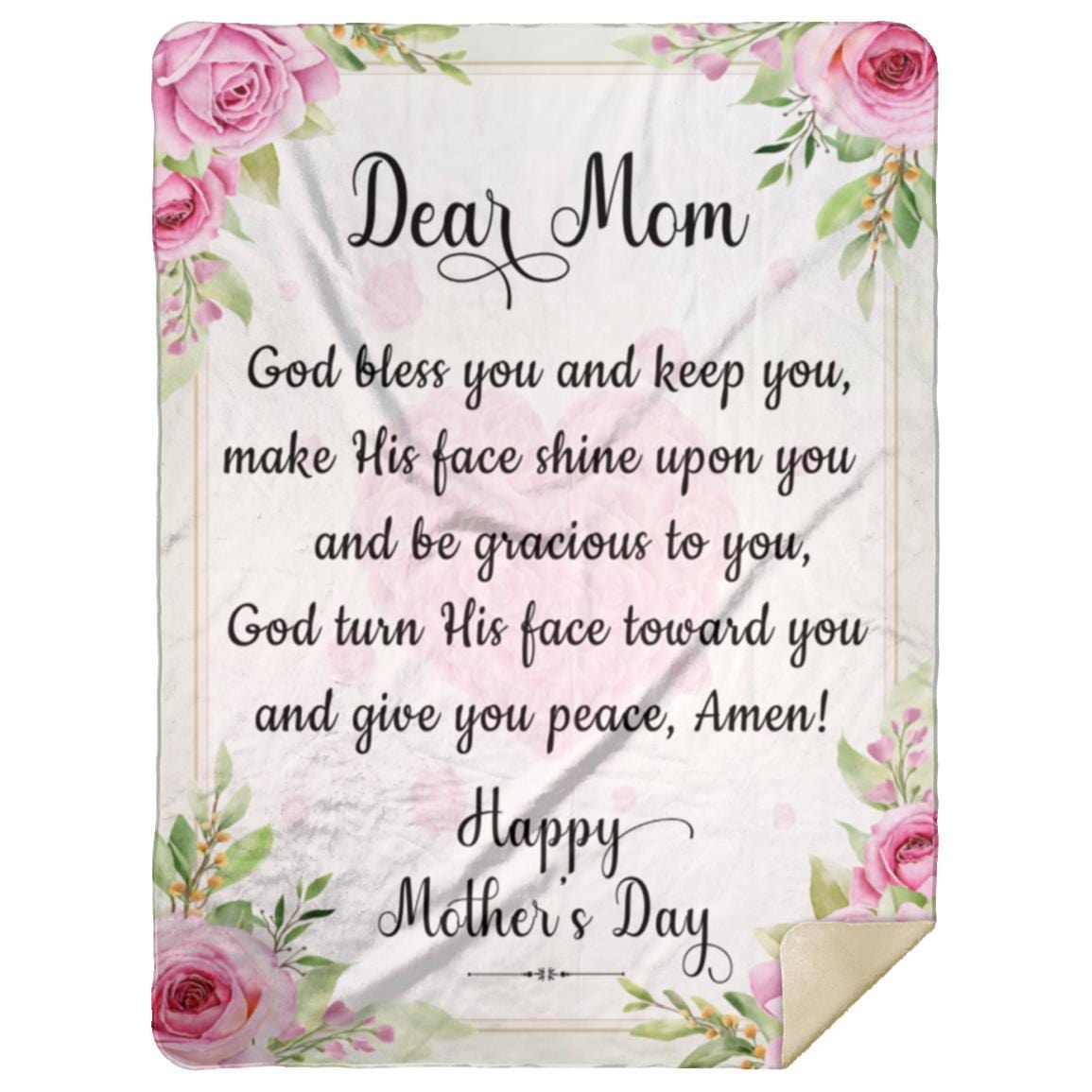 Dear Mom | Happy Mother's Day | Cozy Plush Fleece | Premium Mink Sherpa | Arctic Fleece Blanket Blanket - JENACDirect