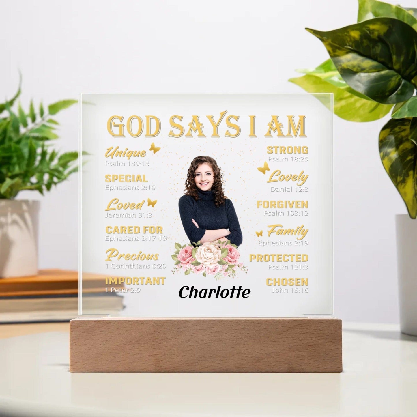 God Says I Am - Personalized Acrylic Photo Plaque