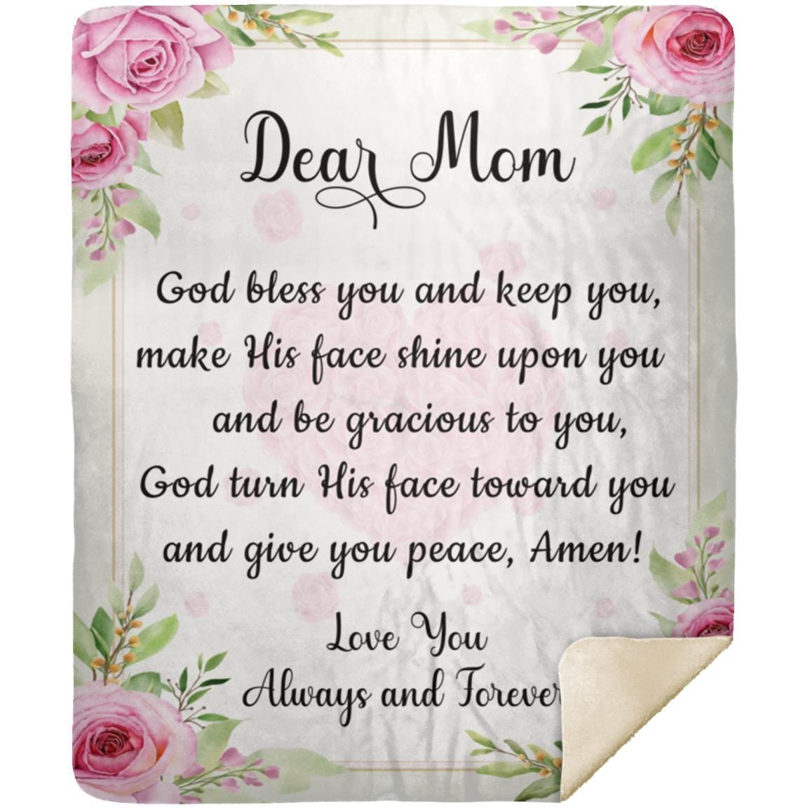 Dear Mom | God bless you | Cozy Plush Fleece | Arctic Fleece | Premium Mink Sherpa Blanket - JENACDirect