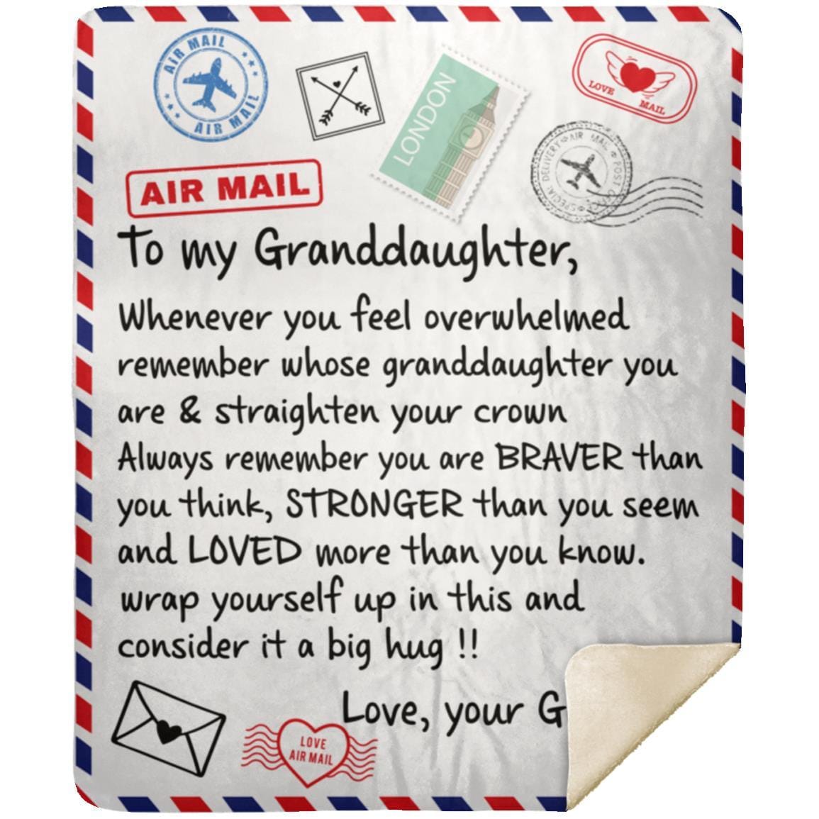 To My Granddaughter | Braver Than You Think | Cozy Plush Fleece | Arctic | Mink Sherpa Blanket - JENACDirect