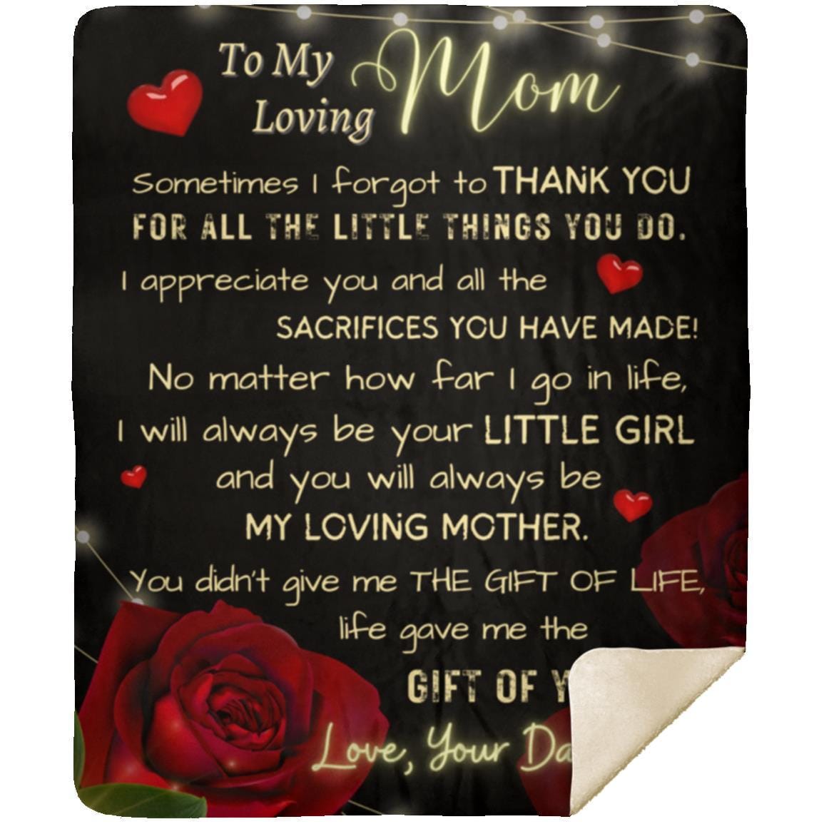 To My Loving Mom  from Daughter | Cozy Plush Fleece | Mink Sherpa Blanket - JENACDirect