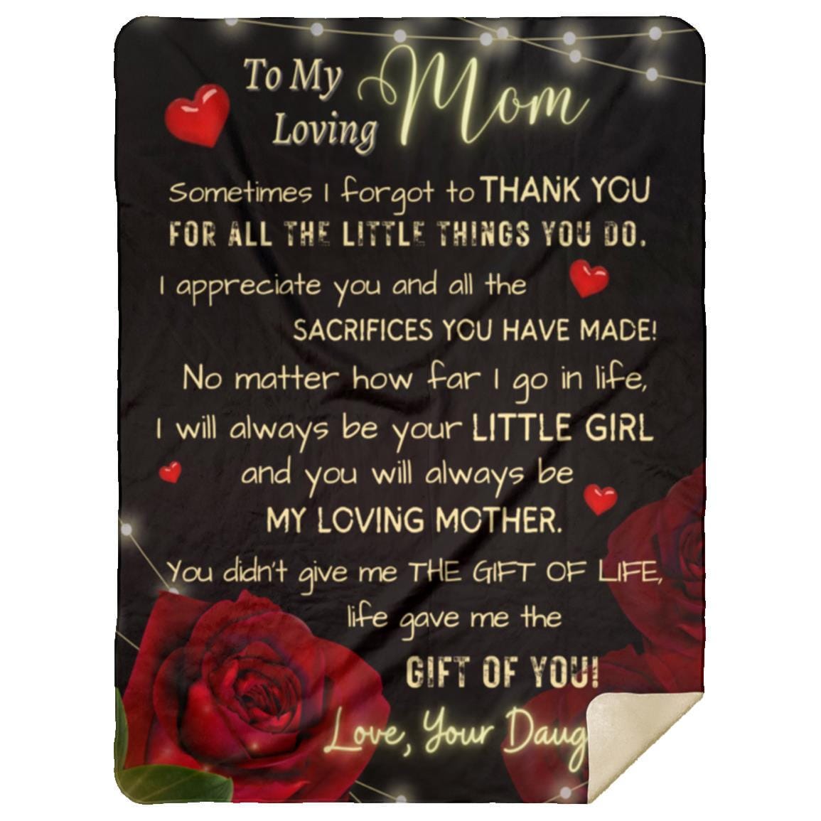 To My Loving Mom  from Daughter | Cozy Plush Fleece | Mink Sherpa Blanket - JENACDirect