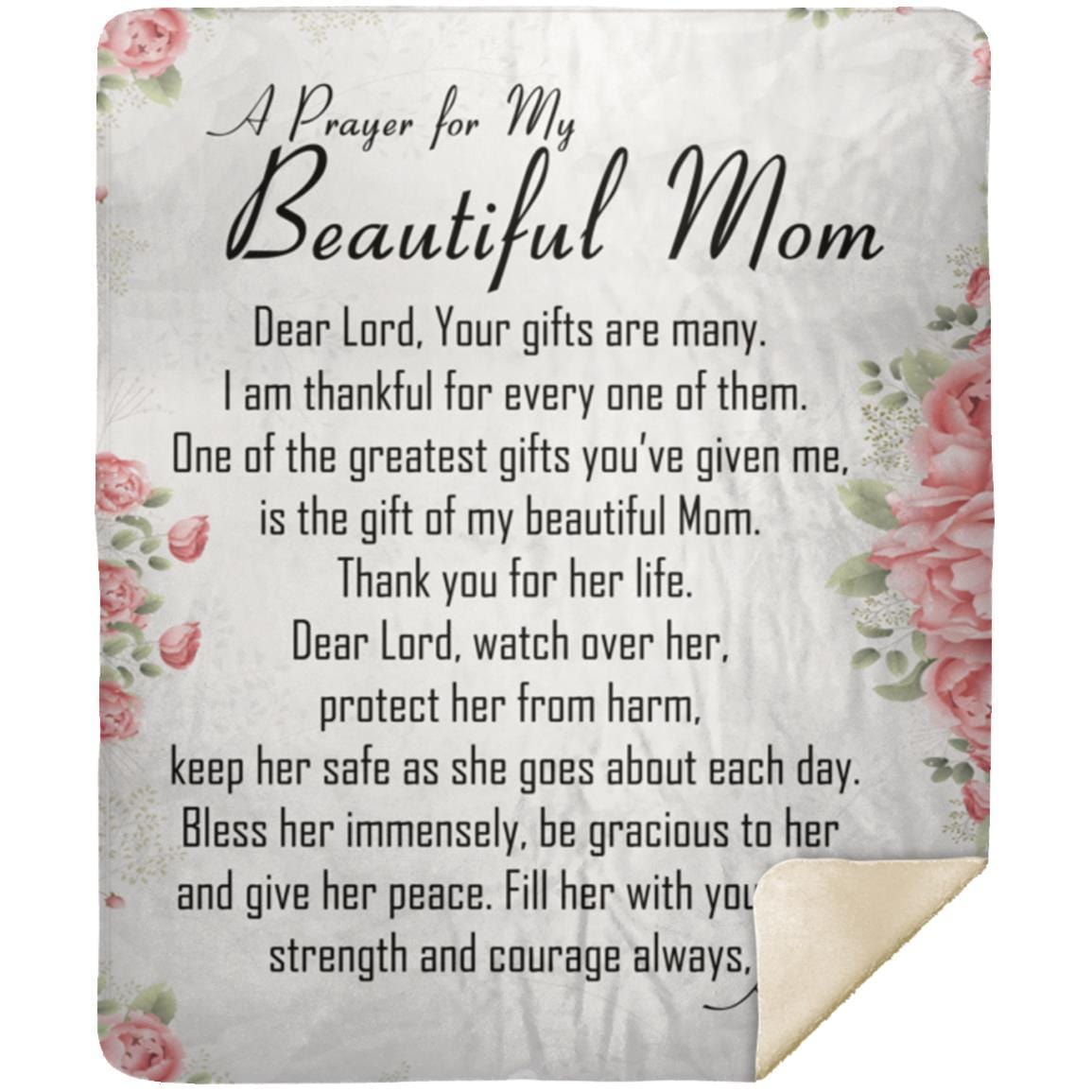 A Prayer for Mom | Cozy Plush Fleece | Arctic Fleece | Mink Sherpa Blanket - 50x60 - JENACDirect