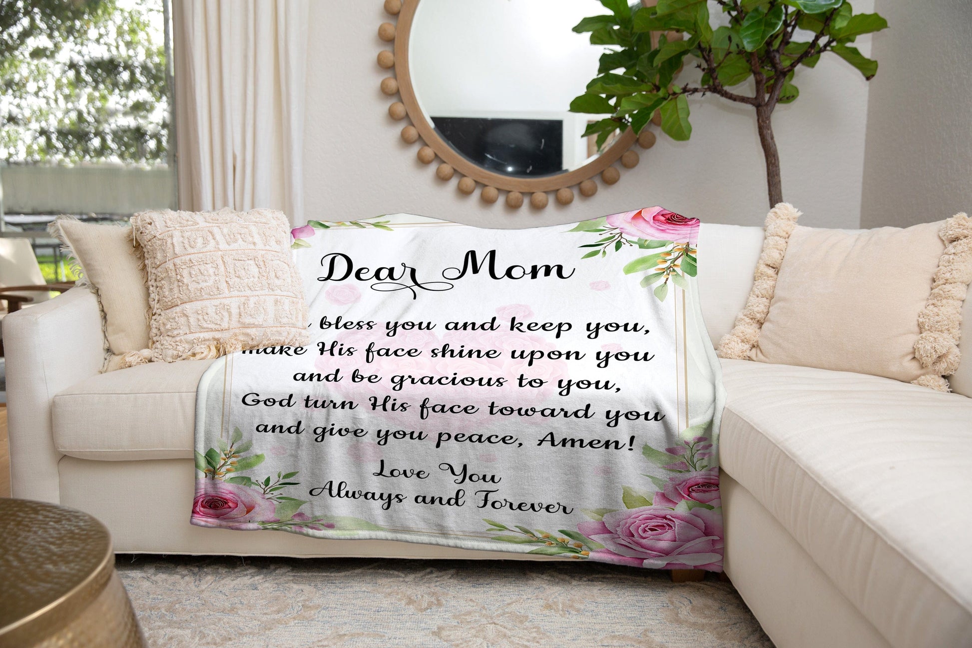 Dear Mom | God bless you | Cozy Plush Fleece | Arctic Fleece | Premium Mink Sherpa Blanket - JENACDirect