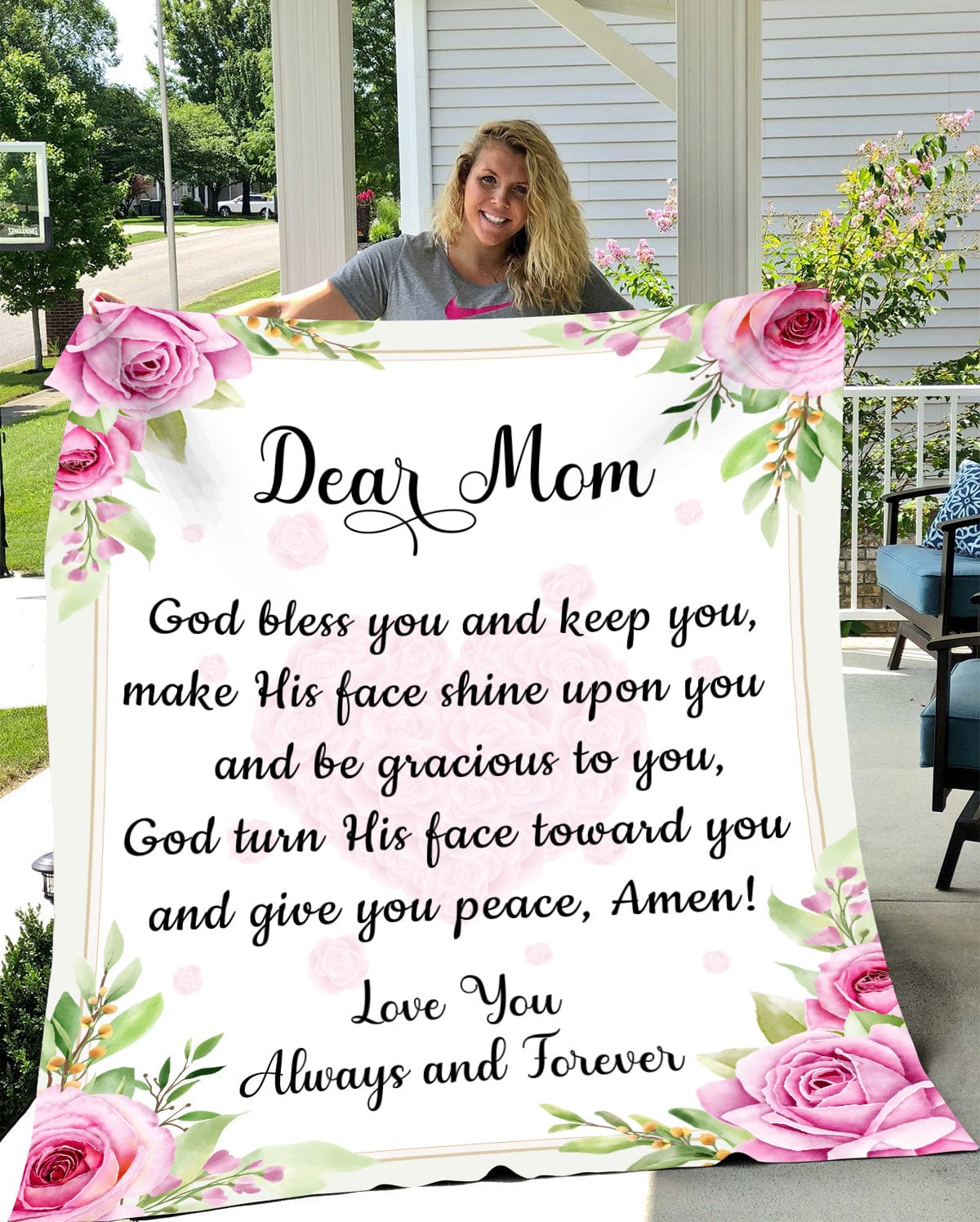 Dear Mom | God bless you | Cozy Plush Fleece | Arctic Fleece | Premium Mink Sherpa Blanket - JENACDirect