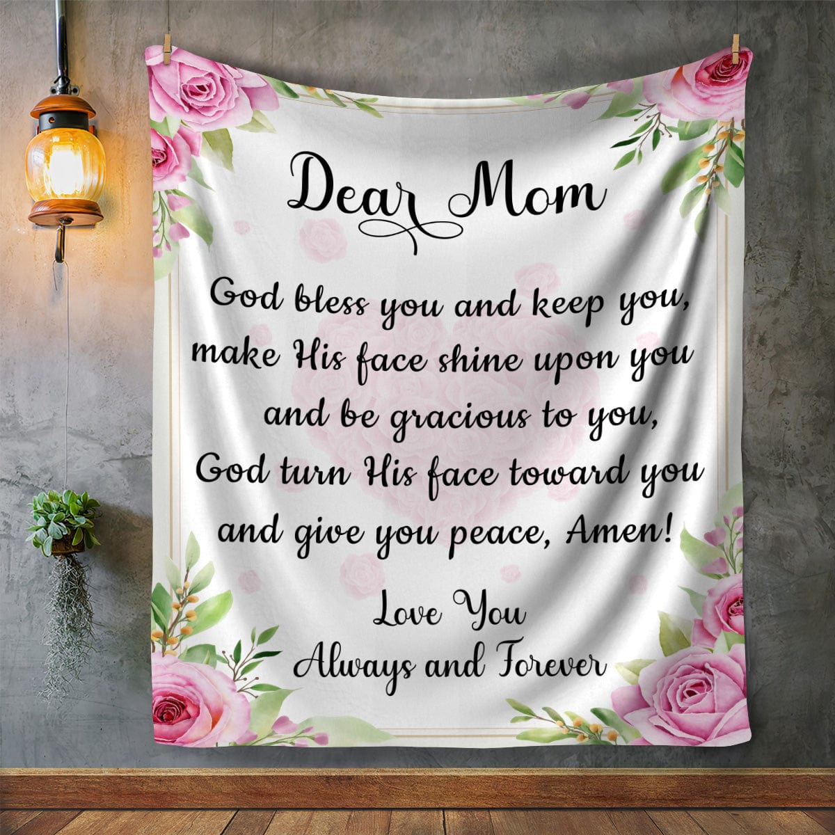 Dear Mom | God bless you | Cozy Plush Fleece | Arctic Fleece | Premium Mink Sherpa Blanket - JENACDirect