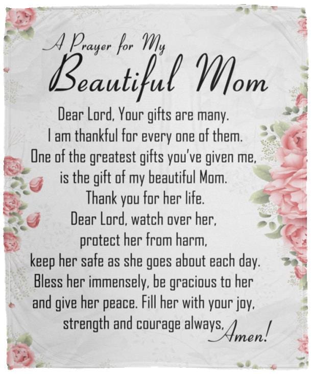 A Prayer for Mom | Cozy Plush Fleece | Arctic Fleece | Mink Sherpa Blanket - 50x60 - JENACDirect