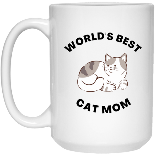 World's Best Cat Mom 15 oz. White Mug - JENACDirect