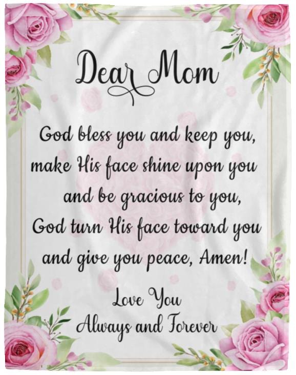 Dear Mom | God bless you | Cozy Plush Fleece | Arctic Fleece | Premium Mink Sherpa Blanket - JENACDirect