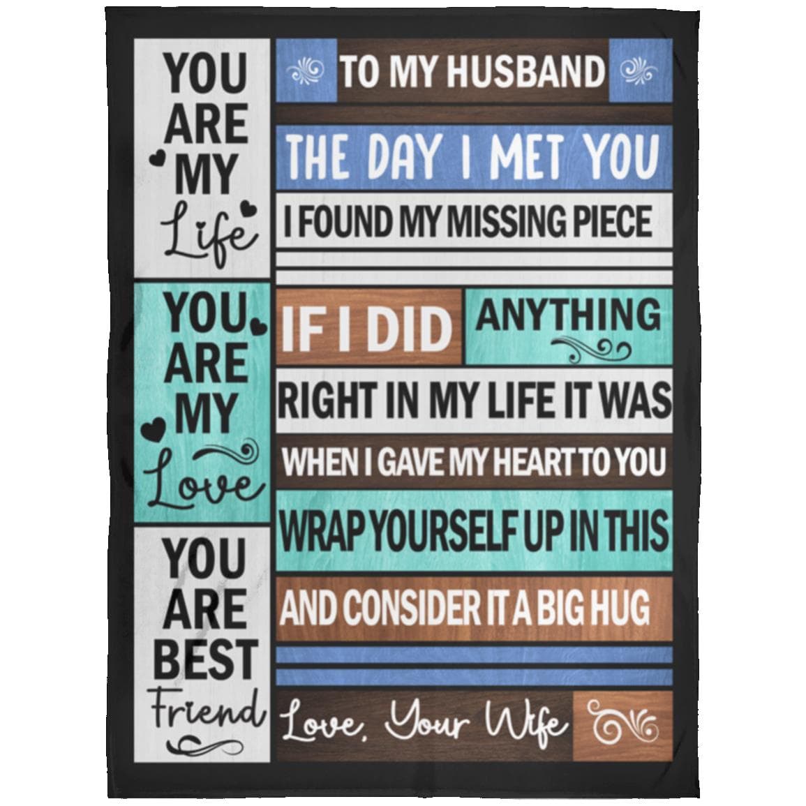 To My Husband | My Missing Piece | Arctic Fleece | Cozy Plush Fleece | Premium Mink Sherpa Blanket - JENACDirect