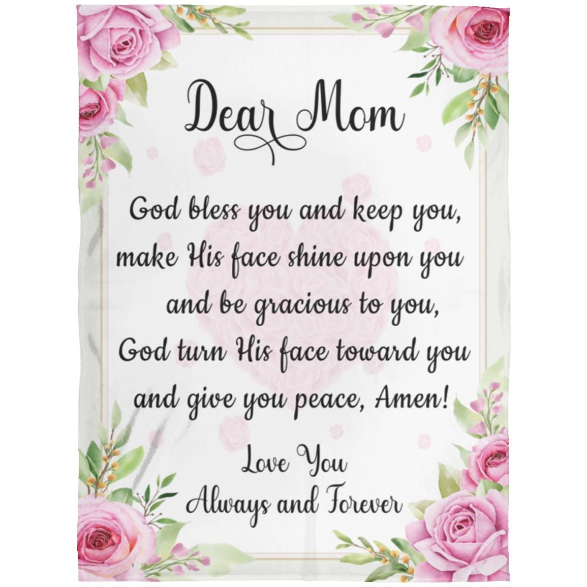 Dear Mom | God bless you | Cozy Plush Fleece | Arctic Fleece | Premium Mink Sherpa Blanket - JENACDirect