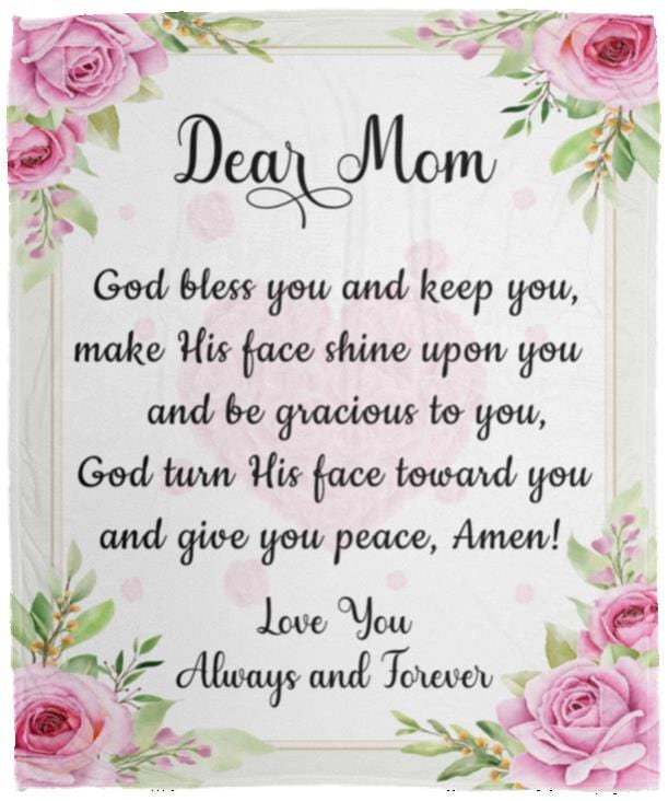 Dear Mom | God bless you | Cozy Plush Fleece | Arctic Fleece | Premium Mink Sherpa Blanket - JENACDirect