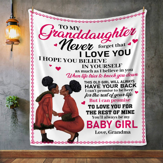 To My Granddaughter | Never Forget I Love You | Cozy Plush Fleece | Mink Sherpa Blanket - JENACDirect