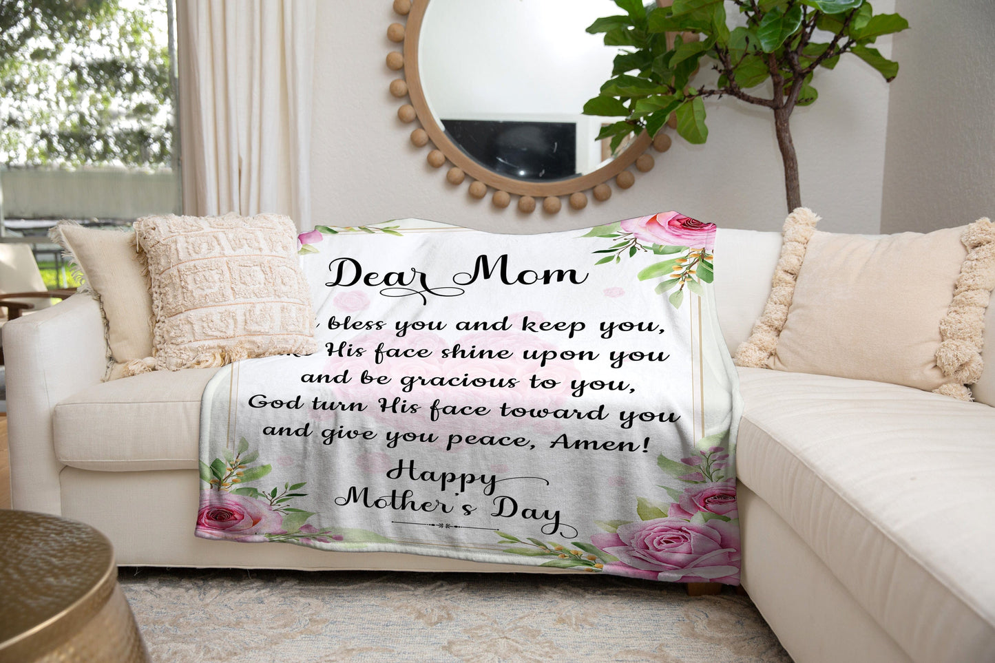 Dear Mom | Happy Mother's Day | Cozy Plush Fleece | Premium Mink Sherpa | Arctic Fleece Blanket Blanket - JENACDirect