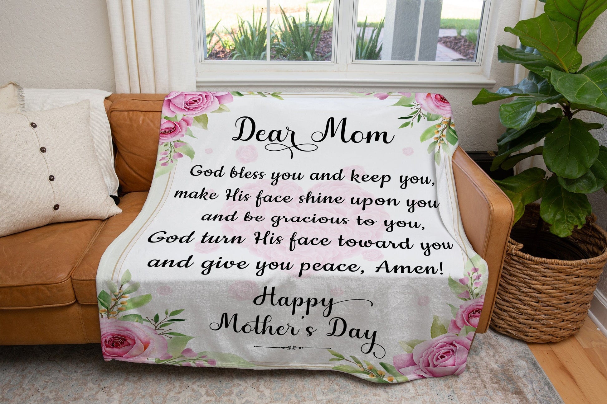 Dear Mom | Happy Mother's Day | Cozy Plush Fleece | Premium Mink Sherpa | Arctic Fleece Blanket Blanket - JENACDirect