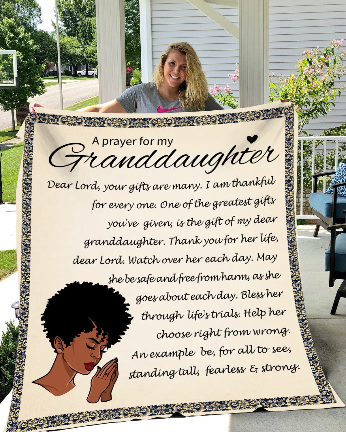 A Prayer for My Granddaughter Cozy Plush Fleece | Mink Sherpa Blanket - JENACDirect