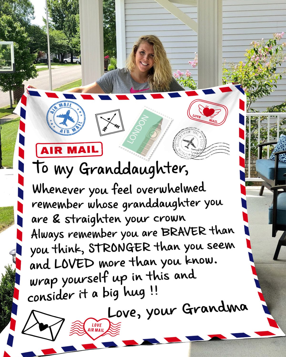 To My Granddaughter | Braver Than You Think | Cozy Plush Fleece | Arctic | Mink Sherpa Blanket - JENACDirect