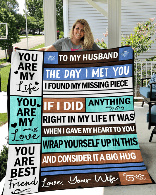 To My Husband | My Missing Piece | Arctic Fleece | Cozy Plush Fleece | Premium Mink Sherpa Blanket - JENACDirect