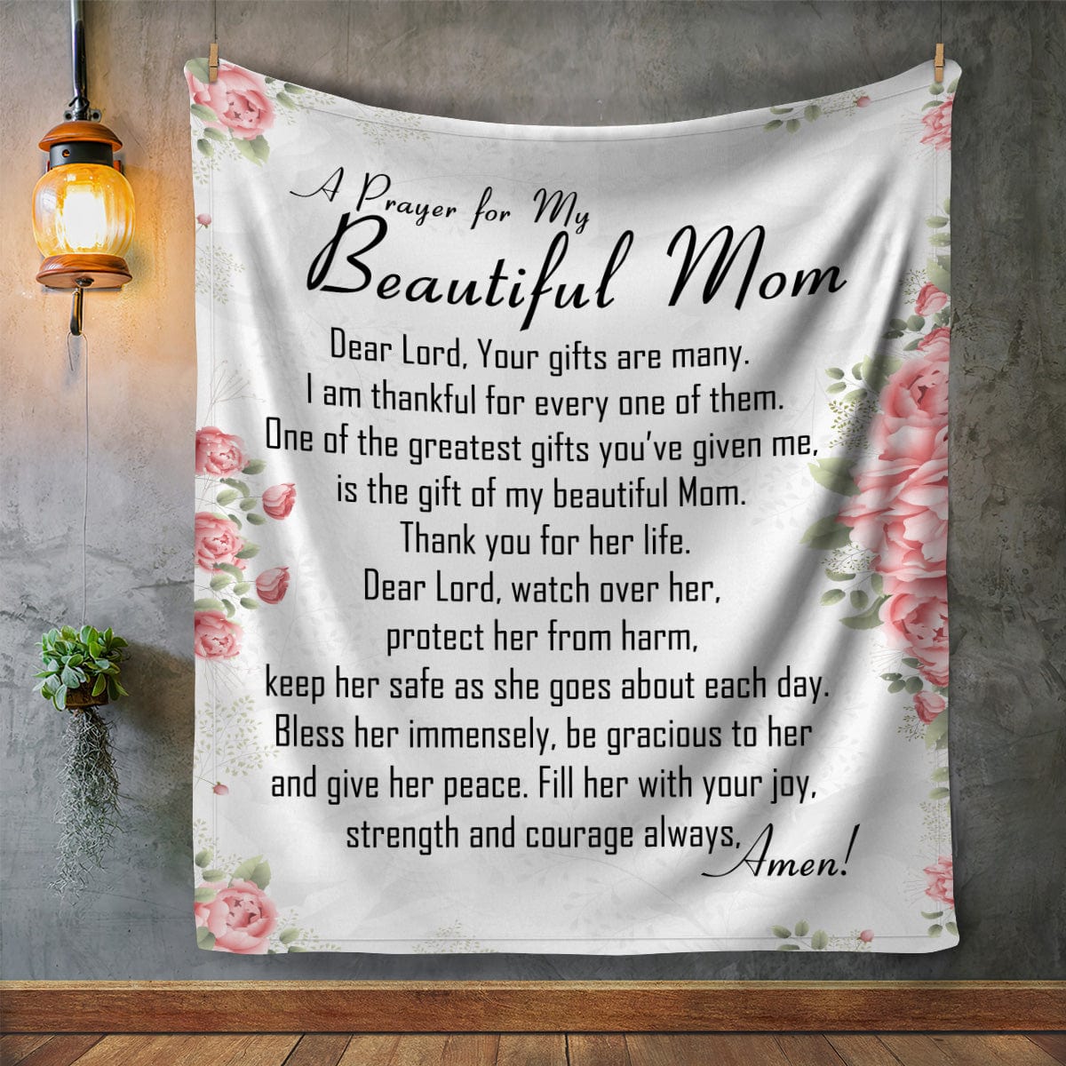 A Prayer for Mom | Cozy Plush Fleece | Arctic Fleece | Mink Sherpa Blanket - 50x60 - JENACDirect