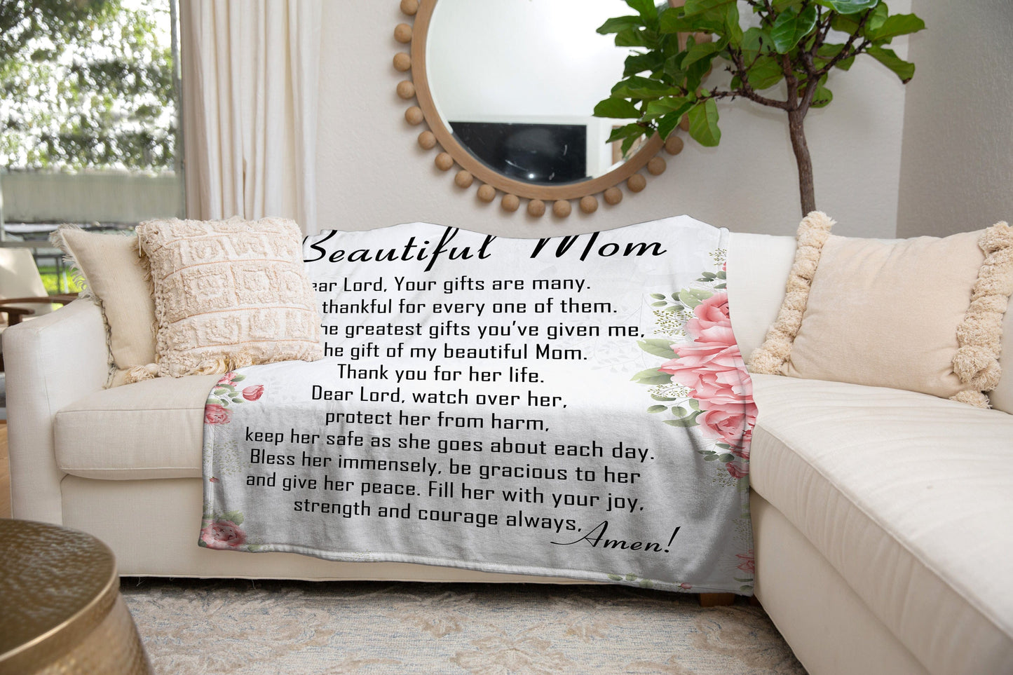 A Prayer for Mom | Cozy Plush Fleece | Arctic Fleece | Mink Sherpa Blanket - 50x60 - JENACDirect