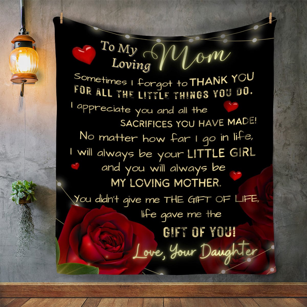 To My Loving Mom  from Daughter | Cozy Plush Fleece | Mink Sherpa Blanket - JENACDirect