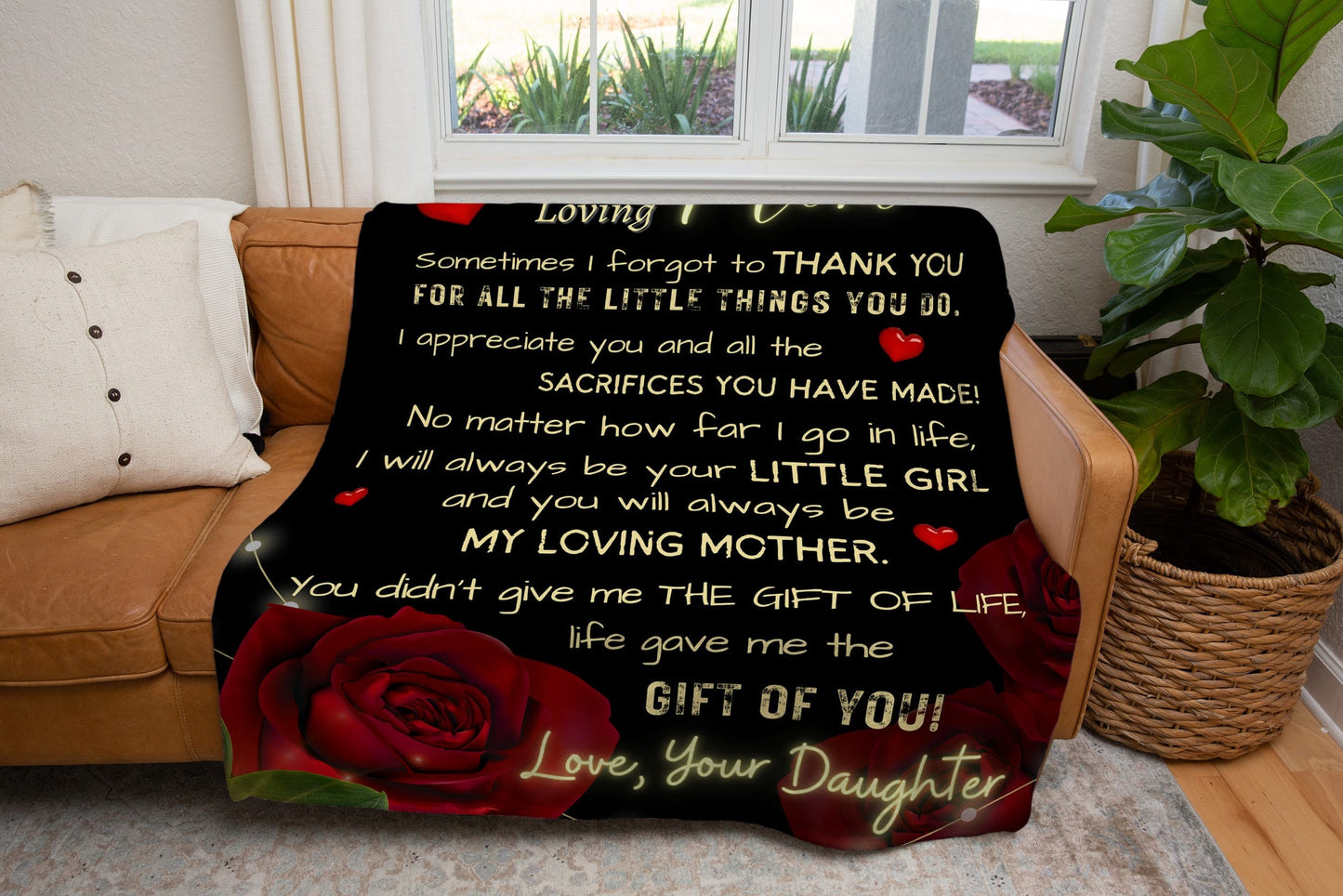 To My Loving Mom  from Daughter | Cozy Plush Fleece | Mink Sherpa Blanket - JENACDirect