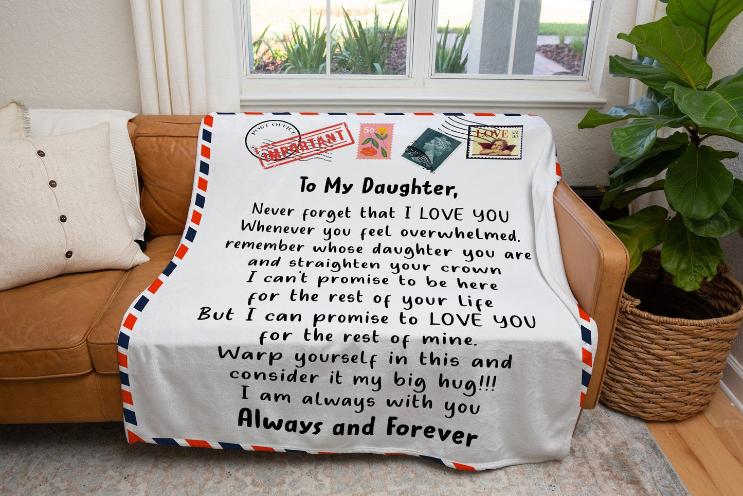 To My Daughter | Am Always With You | Cozy Plush Fleece | Arctic Fleece Blanket - JENACDirect