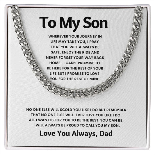 To My Son - Proud to call you Son - Cuban Link Chain - JENACDirect