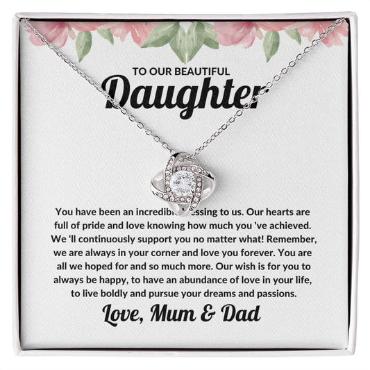 Daughter, Incredible Blessing to Us - Love Knot Necklace - JENACDirect
