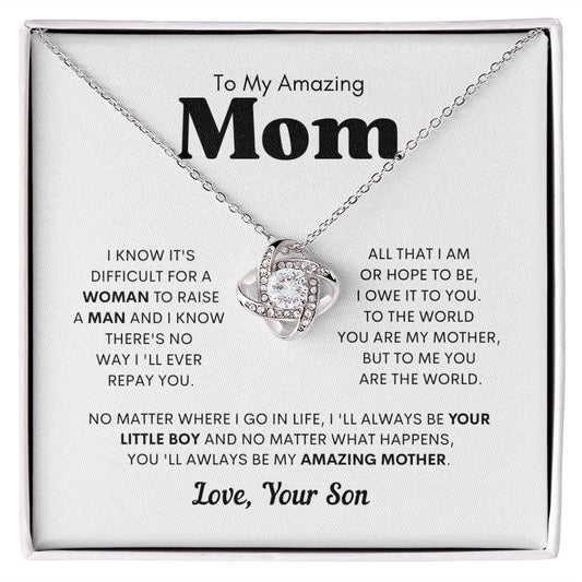 To My Amazing Mom | Son| Love Knot Necklace - JENACDirect