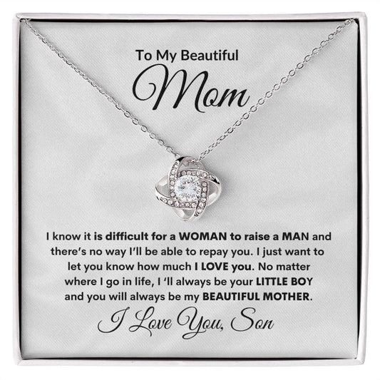 To My Beautiful Mom from Son - Love Knot Necklace - JENACDirect