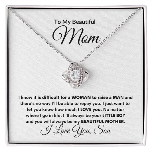 To My Beautiful Mom - From Son - Love Knot Necklace - JENACDirect