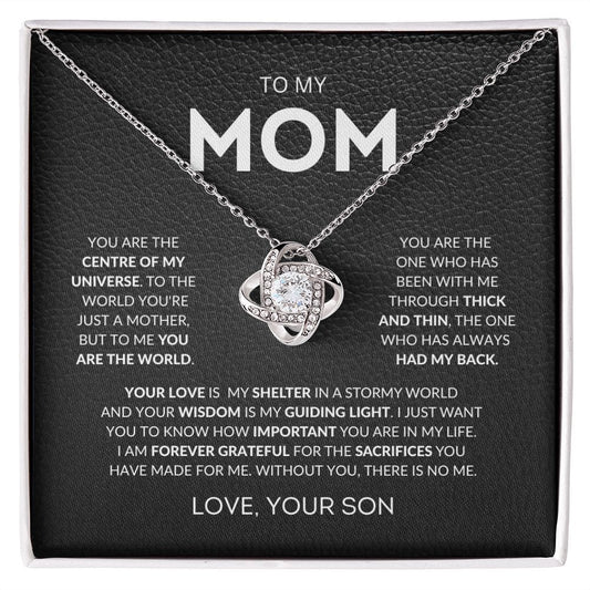 To My Mom | Am forever Grateful | Love Knot Necklace (Black) - JENACDirect