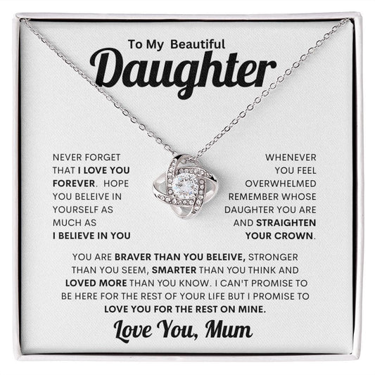 To My Beautiful Daughter from Mum - Love Knot Necklace - JENACDirect