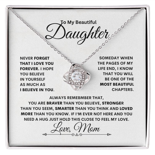 To My Beautiful Daughter - I Believe in you - Love Knot Necklace - JENACDirect