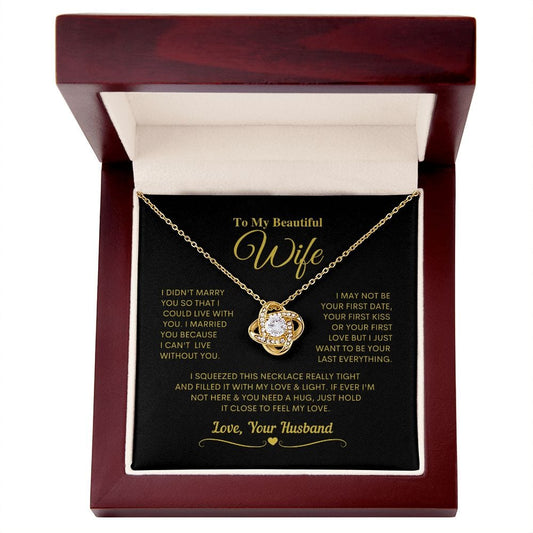 To My Beautiful Wife - Can't Live without you - Love Knot Necklace - JENACDirect