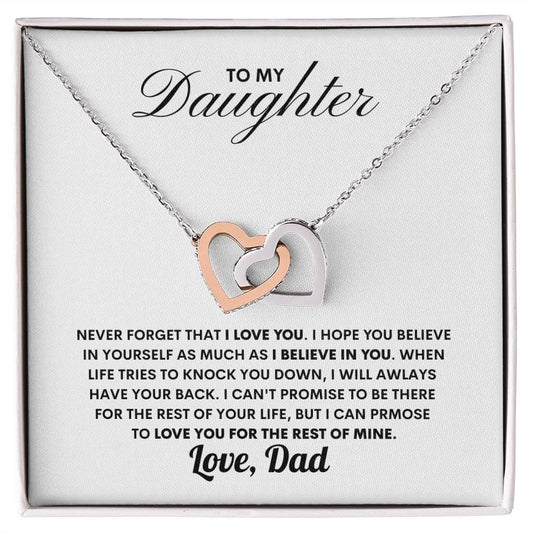 To My Daughter From Dad - I Love You Interlocking Hearts Necklace - JENACDirect