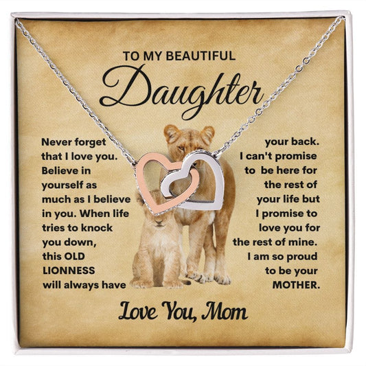 To My Daughter - Proud to be your mother - Interlocking Heart Necklace - JENACDirect