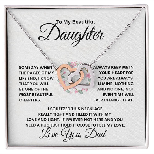To My Beautiful Daughter Interlocking Hearts Necklace - JENACDirect