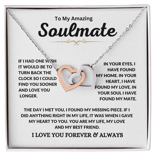 To My Amazing Soulmate Interlocking Heart Necklace - JENACDirect