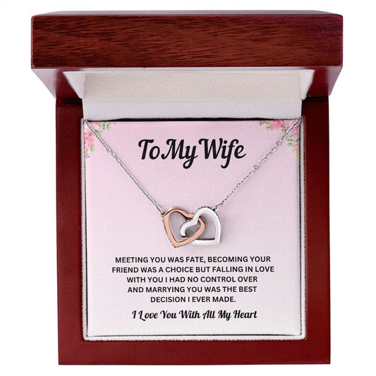 To My Wife - Best Decision I Ever Made - Interlocking Hearts Necklace - JENACDirect